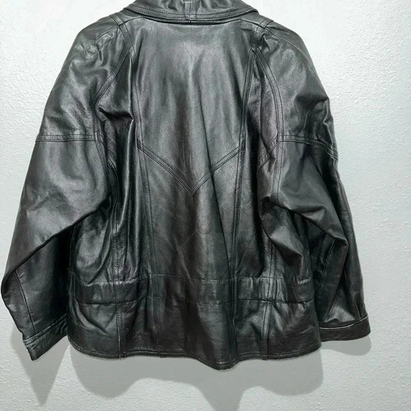 Women's Vintage Sanzzini Genuine Leather Jacket XL Black Made in India Biker - Picture 14 of 16